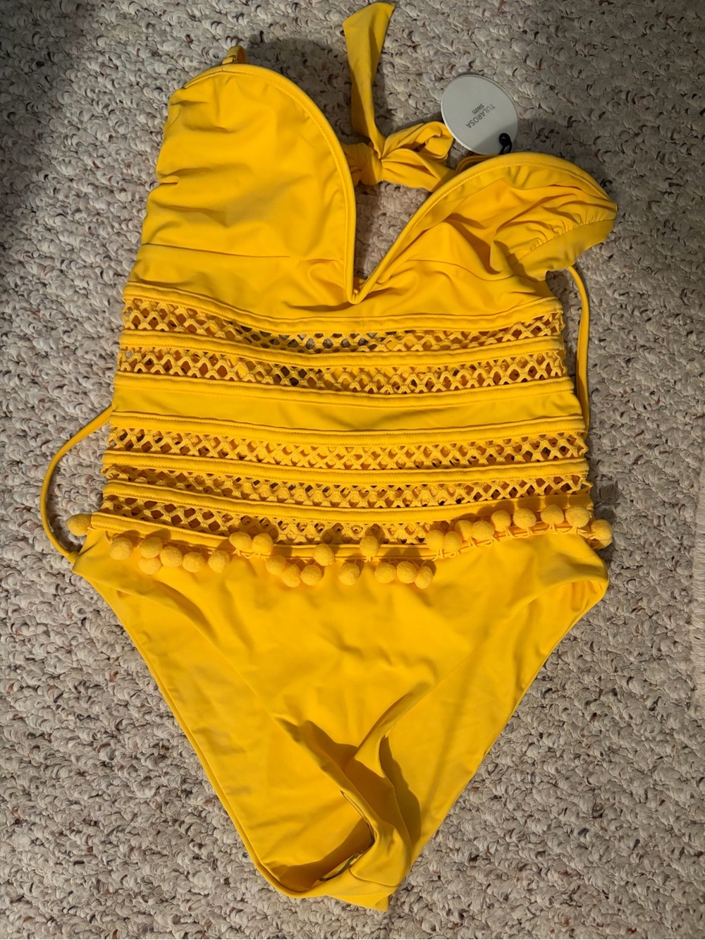 Tularosa Yellow Pom-Trim One-Piece Swimsuit